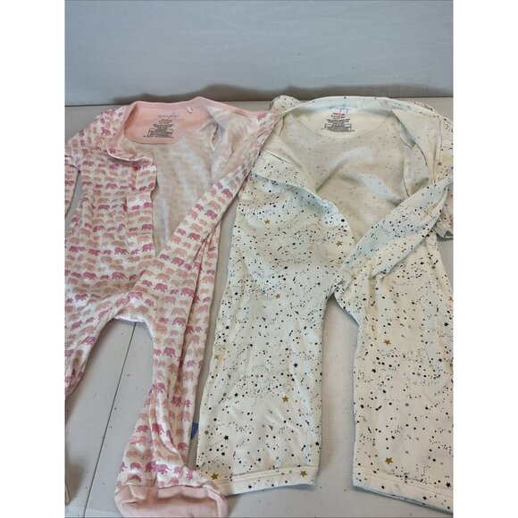 Lot of 2 Magnetic Me 6-9 mos Baby Girl Sleeper Footie Pajama stars elephants - Picture 3 of 8